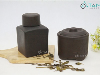 Hũ đựng trà gốm nâu đất số 55